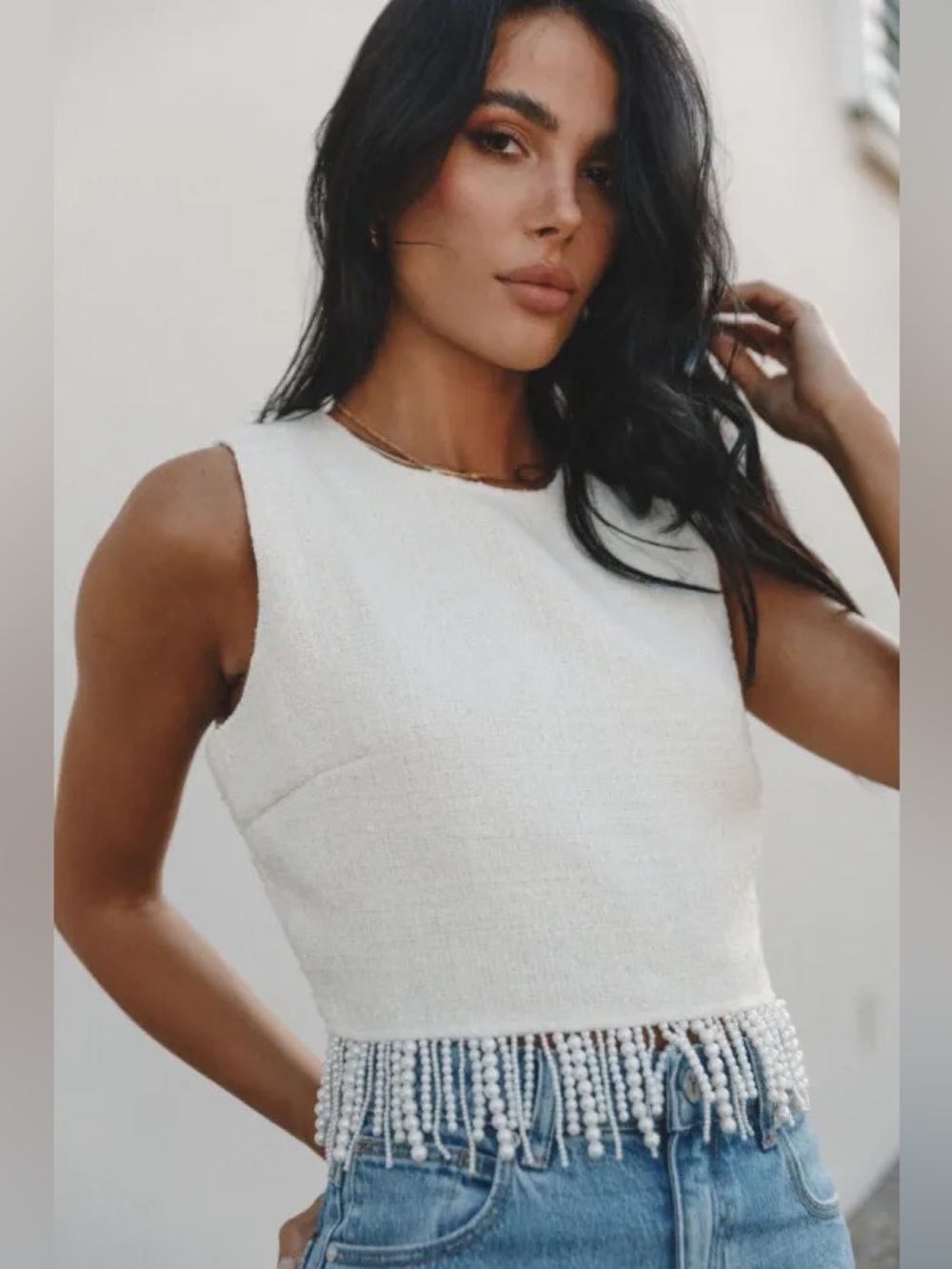 BNWT $240 JASON WU, the tweed pearl top!
